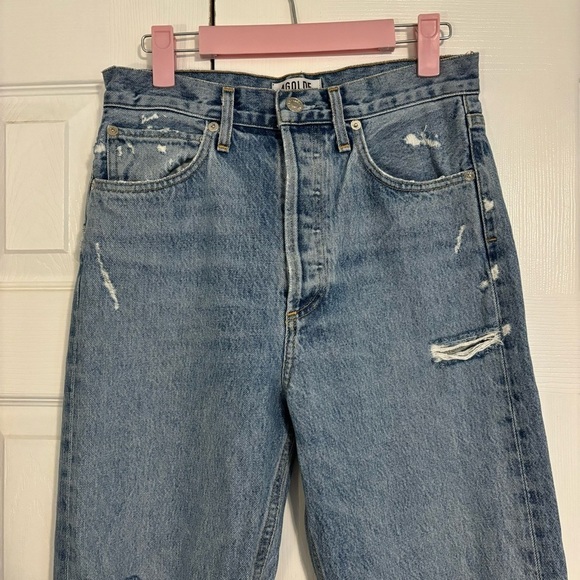 Agolde 90'S Mid Rise Straight Jeans Distressed - Picture 5 of 10